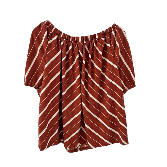 Anthropologie Elodie Off Shoulder Stripe Top Womens Size L Boho Peasant - Picture 3 of 12